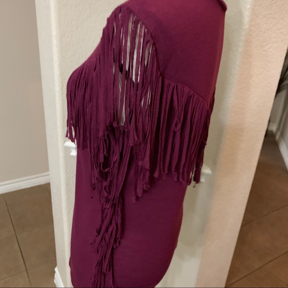 Xhilaration maroon fringe top Size XS - Picture 9 of 14